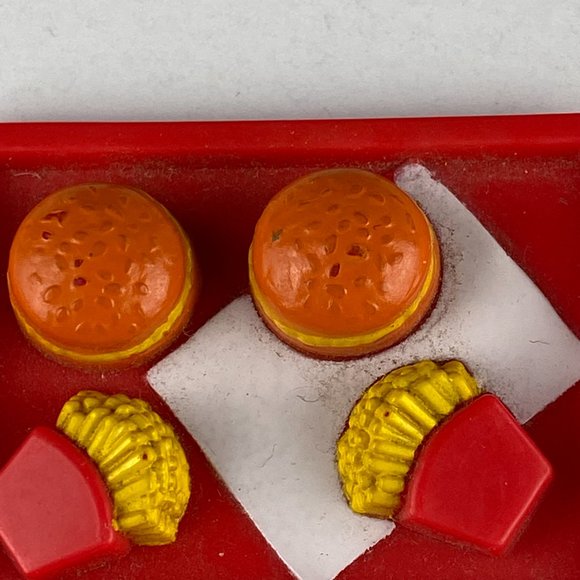 Barbie Red Meal Food Tray Hamburgers & Fries Pretend Play Accessory Kids Playset - Picture 2 of 7